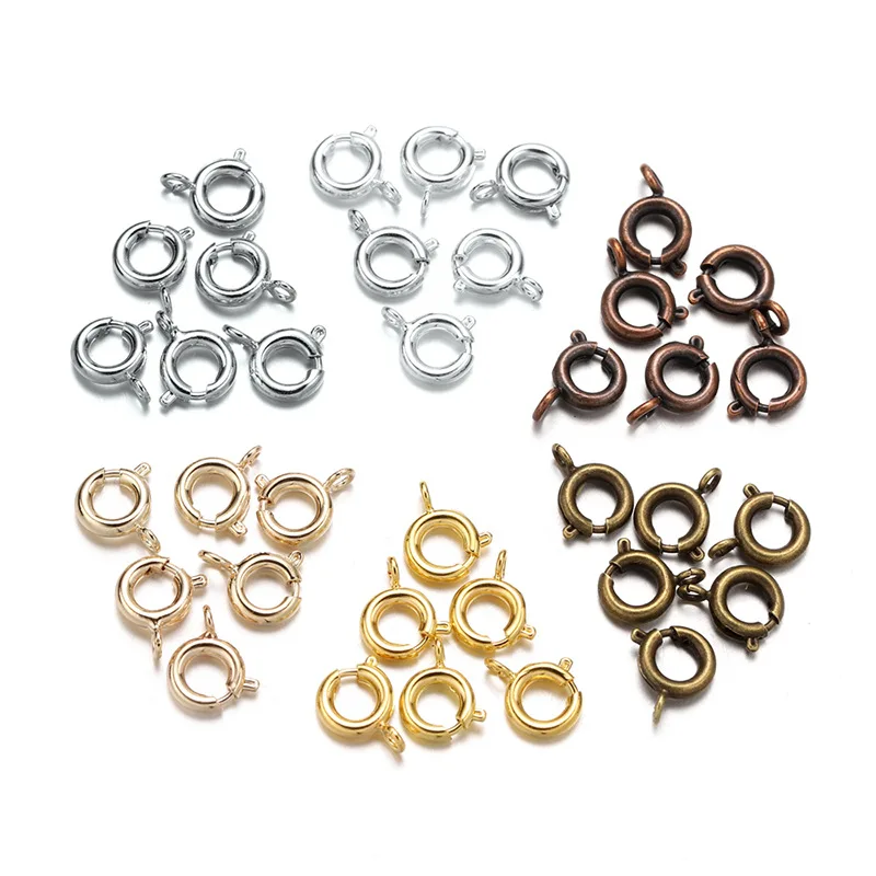 

30pcs 6mm 7mm Spring Clasps Hooks for Bracelet Necklace Connectors DIY Jewelry Making Findings Supplies Accessories