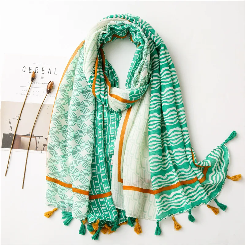 Новейший женский шарф шали и палантины с кисточками в стиле пэчворк для женщин