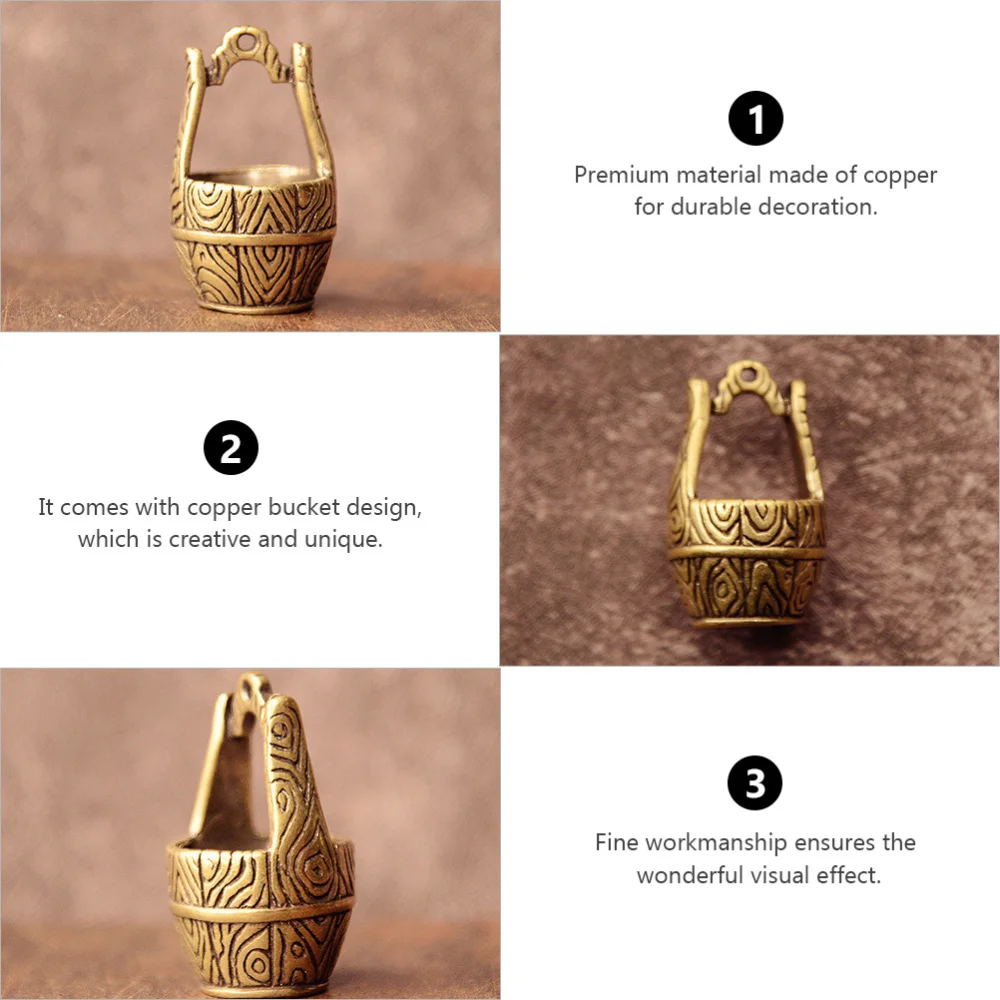 

2Pcs Antique Copper Bucket Pendant Keychain Pendant Small Craft Adornment