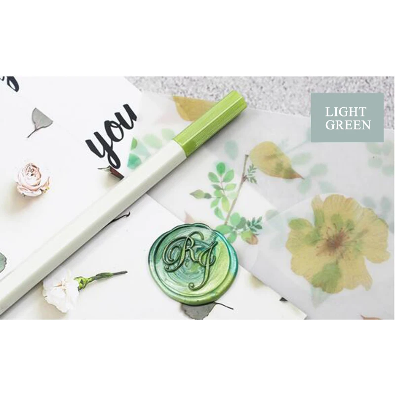 L-green with 5 Wax 1 шт. цветная ручка для восковой печати, штамп, маркер, ручка для украшения восковой печати, металлический золотой цвет, ручка, металлическая Трассировка, ручка, 11 цветов - Цвет: L-green with 5 Wax