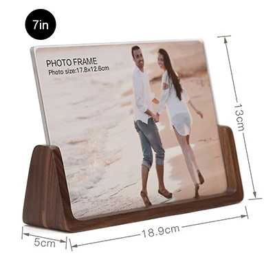 Walnut-7in-h Фоторамка из натурального дерева с прозрачным акриловым ковриком настольная фоторамка для пейзажа и портрета - Цвет: Walnut-7in-h