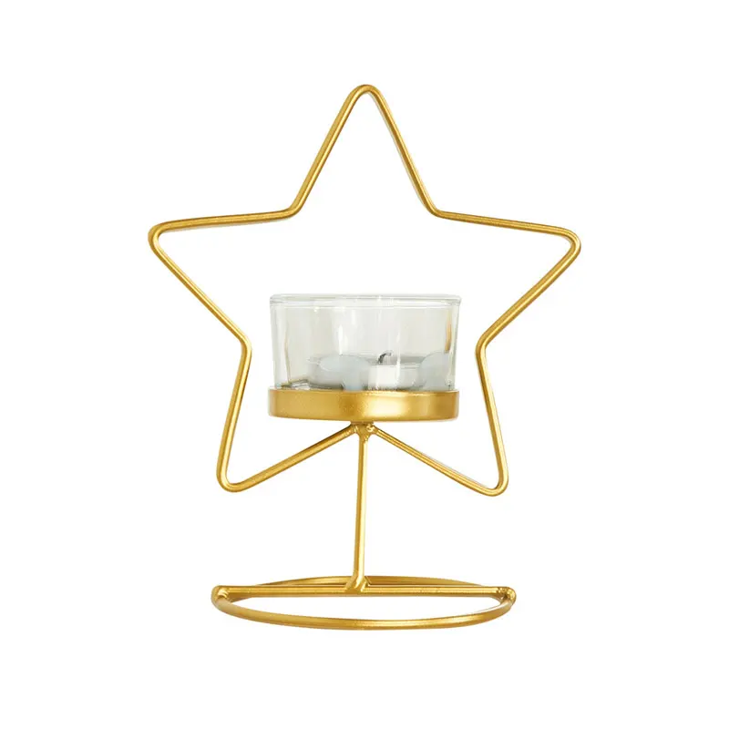 Металлический Золотой подсвечник скандинавский Рождественский геометрический