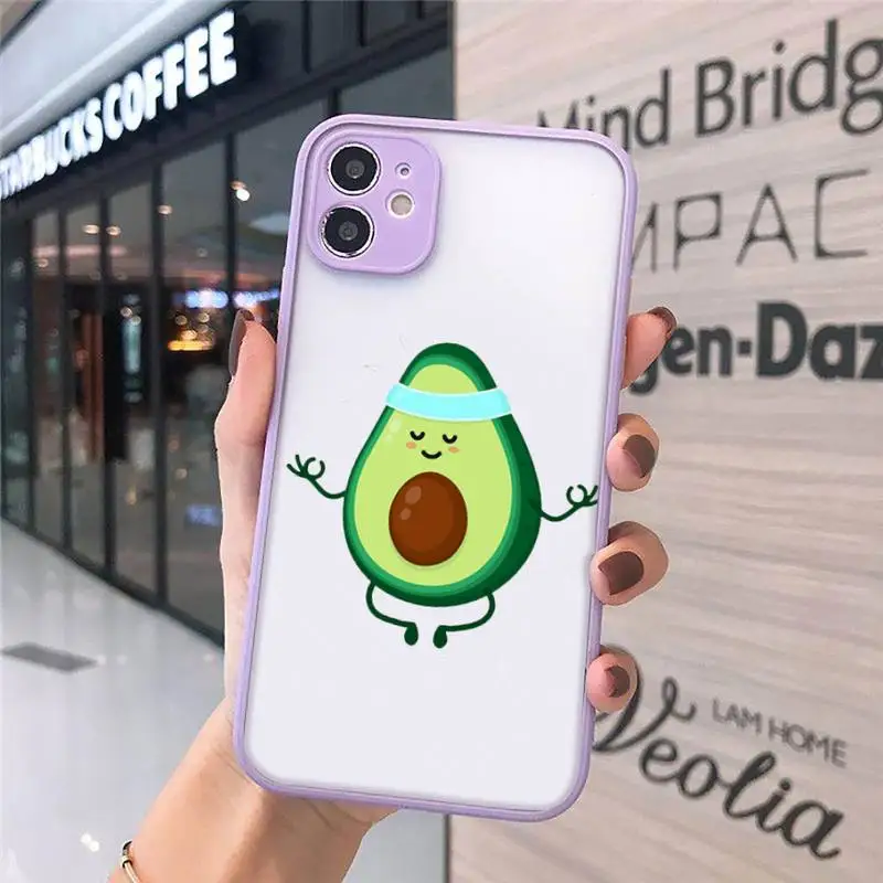

Cute cartoon aguacate Fitness fruit Phone Cases Matte Transparent For iPhone 12 Mini 11 Pro XR XS Max 7 8 Plus