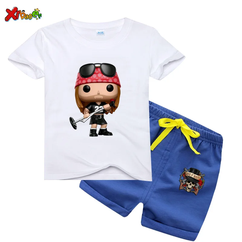 Детские комплекты футболок для девочек Футболка с принтом рок-группы Gun N Roses