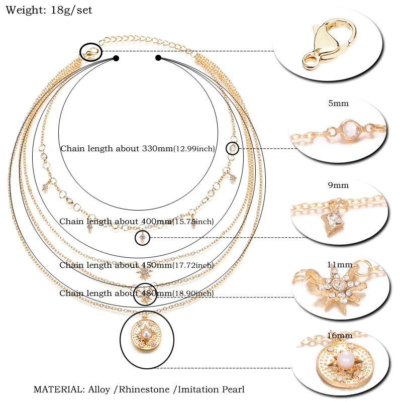 Многослойная Женская цепочка с подвеской ожерелье кулоном в виде космоса звезды