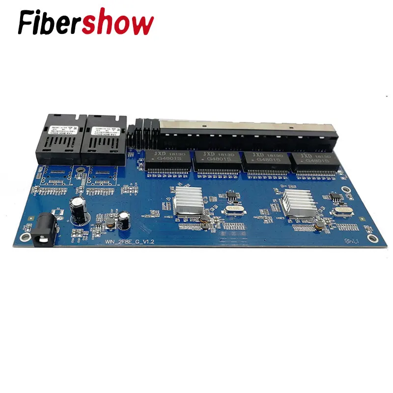 Гигабитный Ethernet-коммутатор волоконно-оптический медиа конвертер PCBA 8 RJ45 UTP 2 SC волокно Порты и разъёмы 10/100/1000M печатной платы