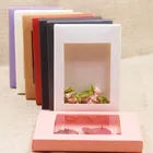 10 шт.компл. подарочные упаковочные коробки из крафт-бумаги, многоцветная бумажная подарочная упаковка и витрина с прозрачным окошком из ПВХ, свадебные коробки для конфет