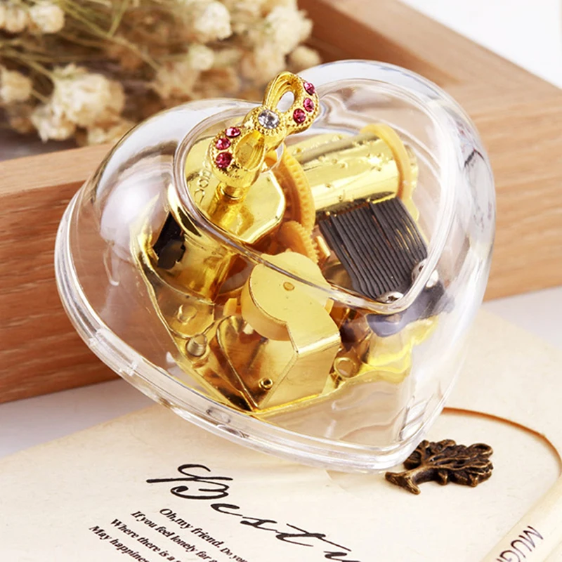 

Transparent Music Box 2021 New Year Winder Christmas Valentine's Day Gifts For Baby Couple Loves Romantic 5 Songs