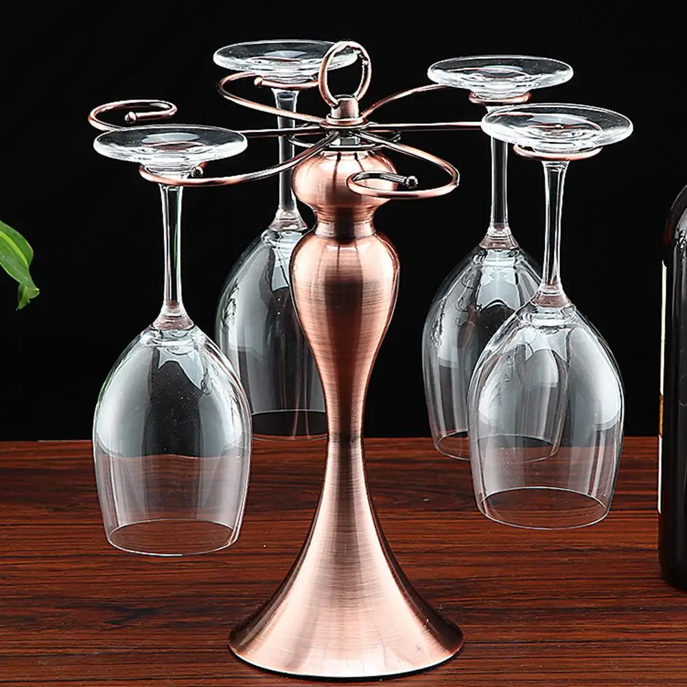 2 Colors Metal Hanging Wine Glass Holder Luxury Stemware Storage Rack Display Drying Stand with 6 Hooks | Дом и сад