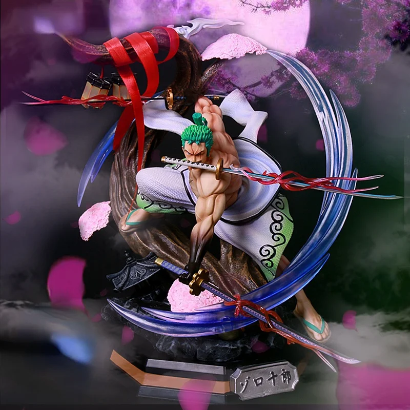 

One Piece Roronoa Zoro Sky Hitomi Can Light Up a Kimono Three Swords Style Action Figures Anime Figure Children Toys Christmas