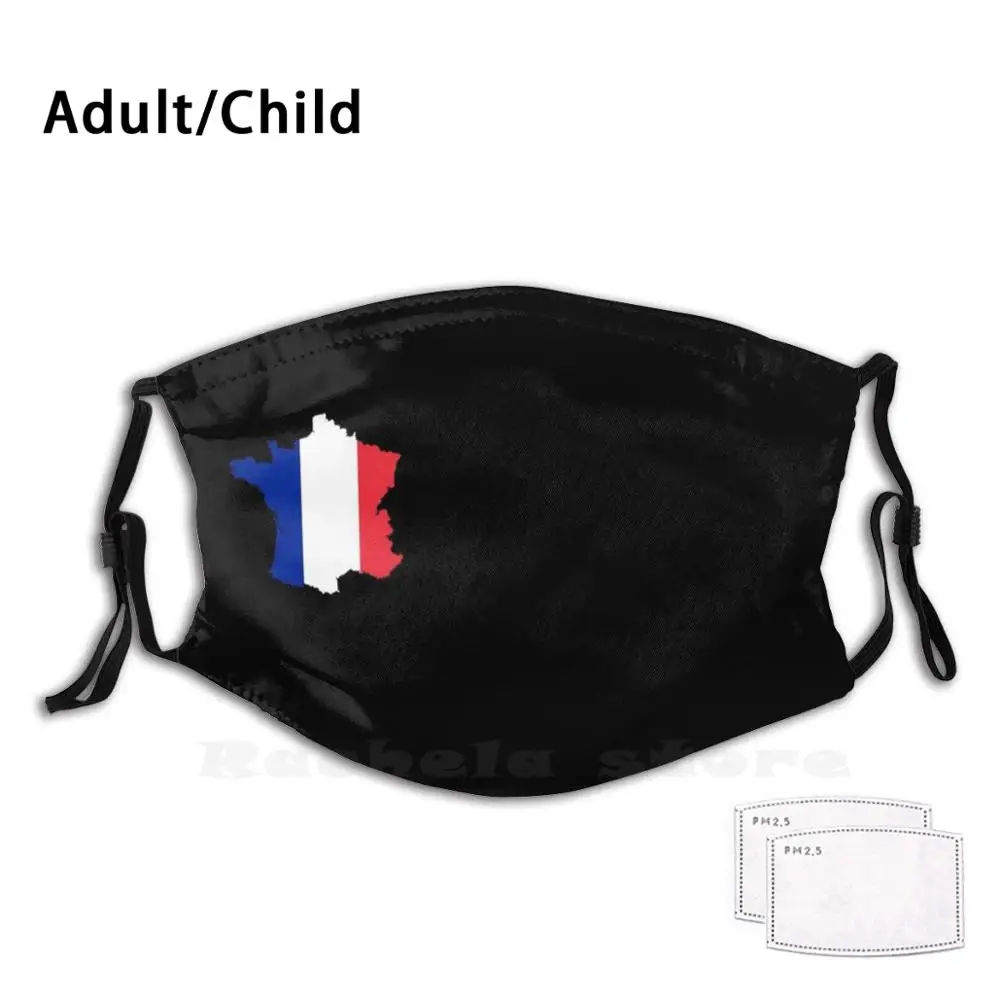 

French Map Flag Face Mask Adult Kids Anti Dust Filter Diy Mask Protective Protective Quarantine Nurse Respiratory