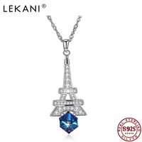 lekani 925 sterling silver pendant necklaces women rhombus simplicity austria crystal and cubic zirconia necklace fine jewelry