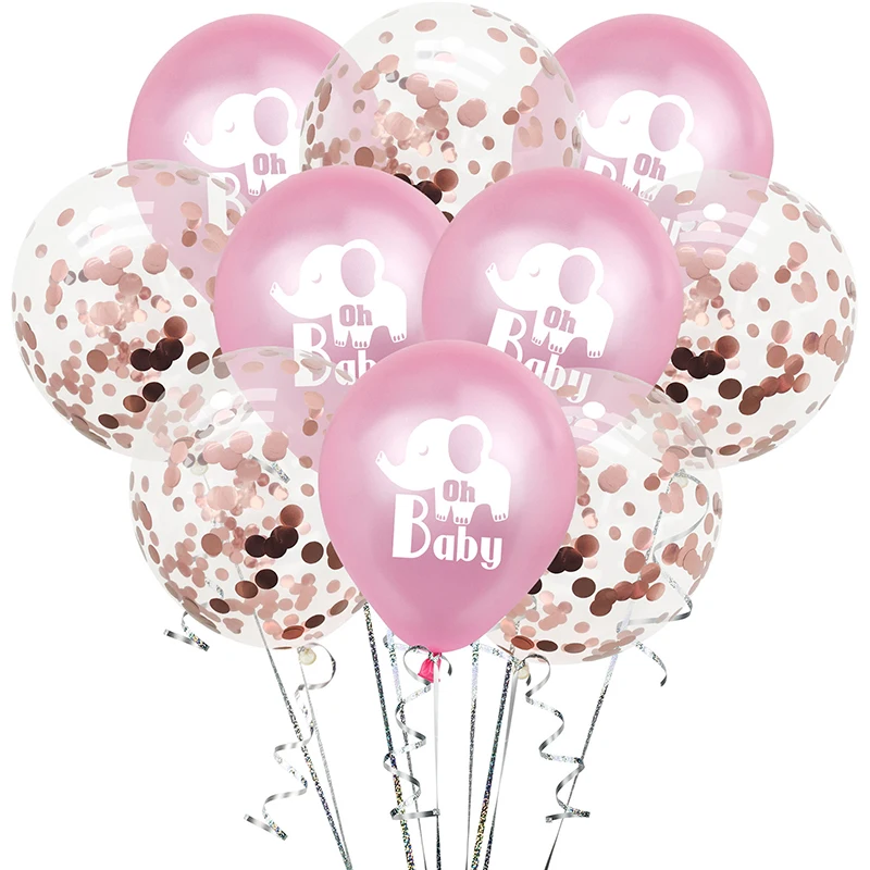 10pce 12-дюймовый мультяшный слон OH BABY латексные конфетти воздушные шары для детской