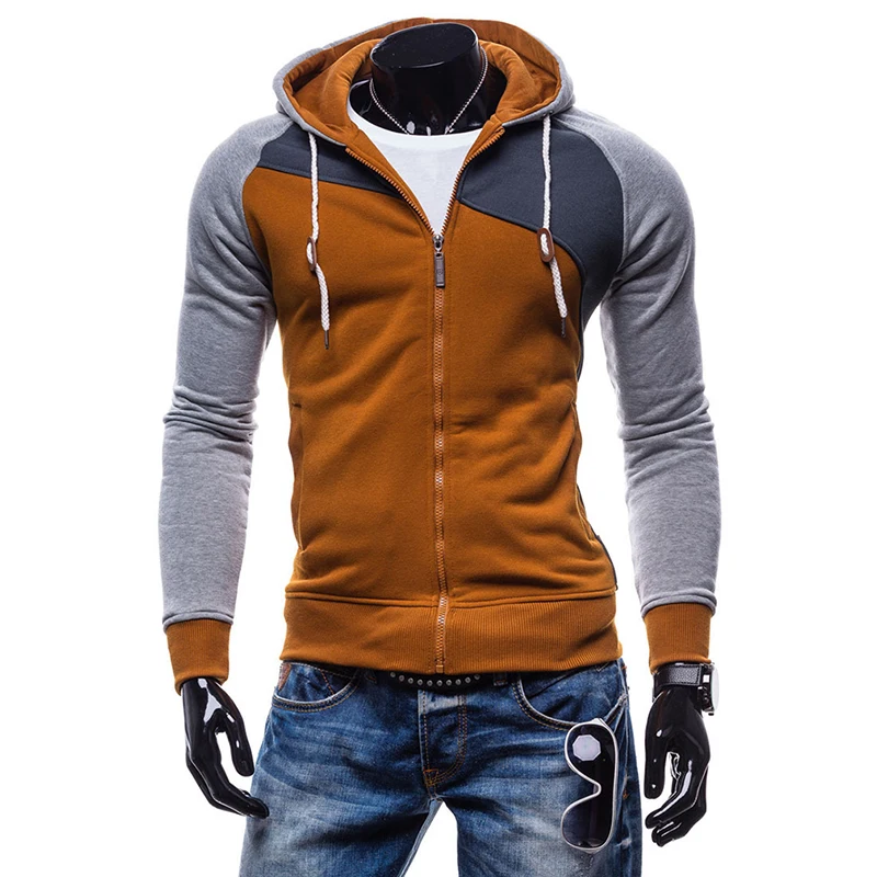Весенне-осенняя мужская куртка с капюшоном толстовки в стиле хип-хоп на молнии