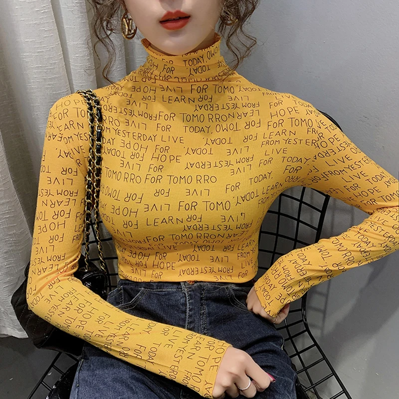 2020 Повседневная рубашка с высоким воротником Женская Весенняя футболка женские