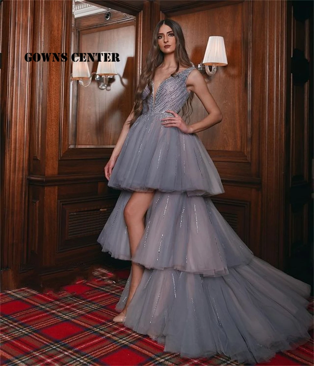 

Grey Puffy Ruffles Short Prom Dresses 2021 Mini Cocktail Dress Ball Gown Homecoming Gowns Tulle Party Gown