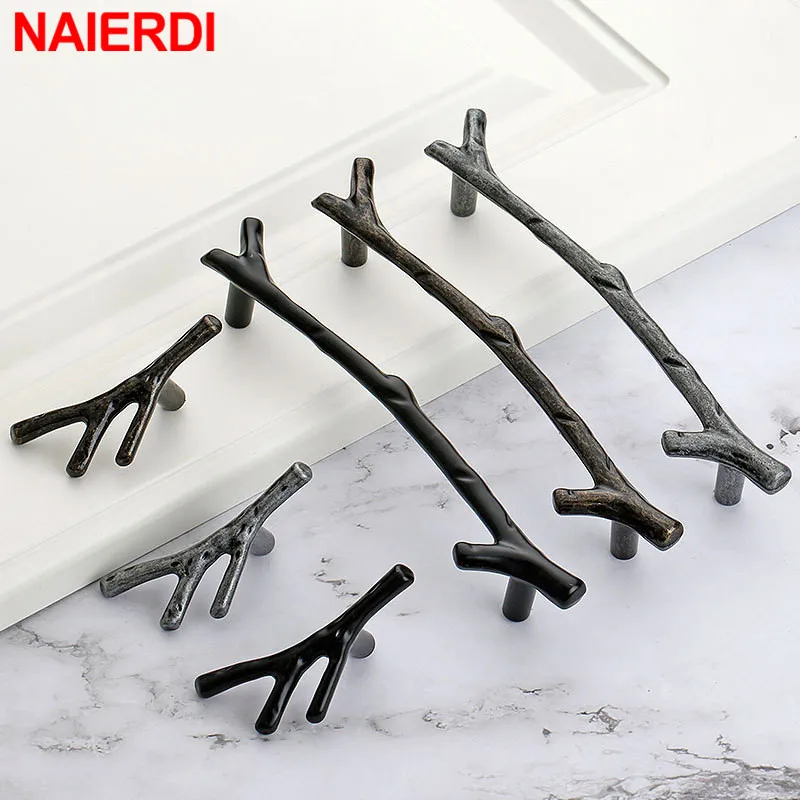NAIERDI 10PCS Tree Branch Cabinet Pulls Bronze Furniture Handle  Zinc Alloy Silver Bronze Cabinet Handles Kitchen Drawer Knobs