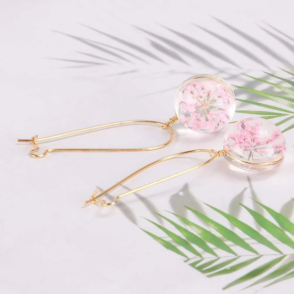 Висячие серьги в Корейском стиле с сушеными цветами для женщин и девушек подарки