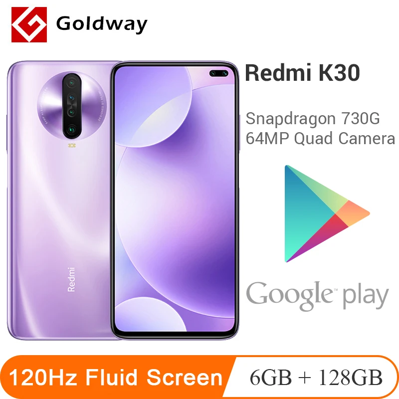 Смартфон Xiaomi Redmi K30 4G 6 ГБ 128 120 Гц жидкий дисплей Snapdragon 730G 64 мегапиксельная