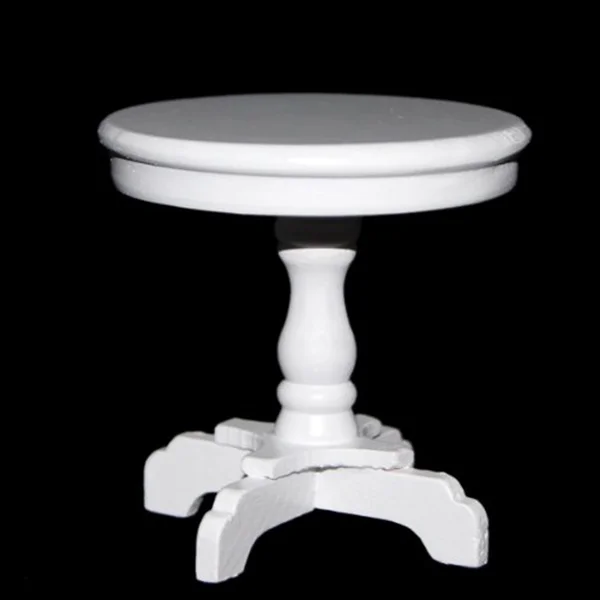 

1/12 Scale mini house Miniature Round Wooden Coffee Table (White)
