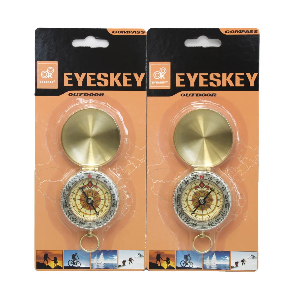 Eyeskey EK50 Portable Golden Compass Delicate Brass Pocket Mini Compass Watch Style Outdoor Camping Hiking