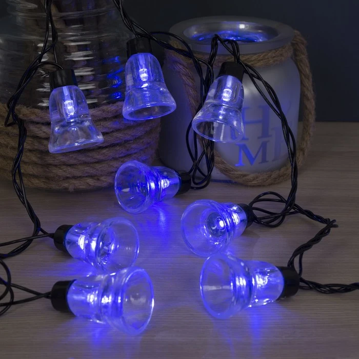 Гирлянда "Нить" улично комнатная с насадками "Колокол" 5 м LED(IP44) 40 220V
