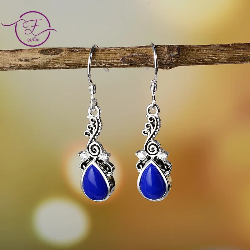 Винтажные серьги в стиле ретро серебряные капли Подвесные ювелирные изделия для