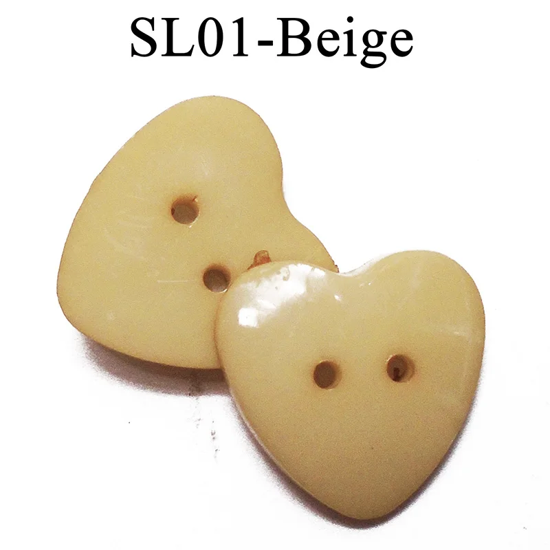 SL01-beige ZIEENE 5 шт.-50 шт Смешанные 12 Цветов, украшенная большим сердечком; Пластик кнопки 25X25 мм Diy Швейные Скрапбукинг для детей ручной работы с 2 отверстиями - Цвет: SL01-beige