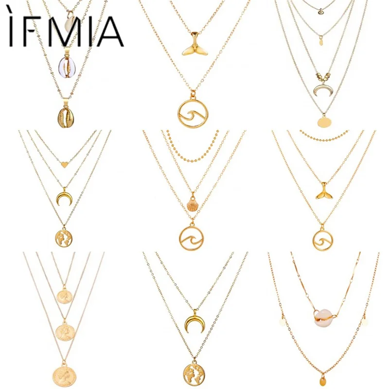 Винтажное женское ожерелье IFMIA с подвеской в виде искусственной ракушки длинное