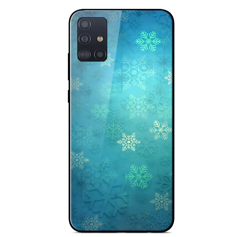

Case For Samsung Galaxy A51 Mirror Painted Silicone Frame Cover For Samsung A51 SM-A515F Tempered glass Shockproof Back Cover