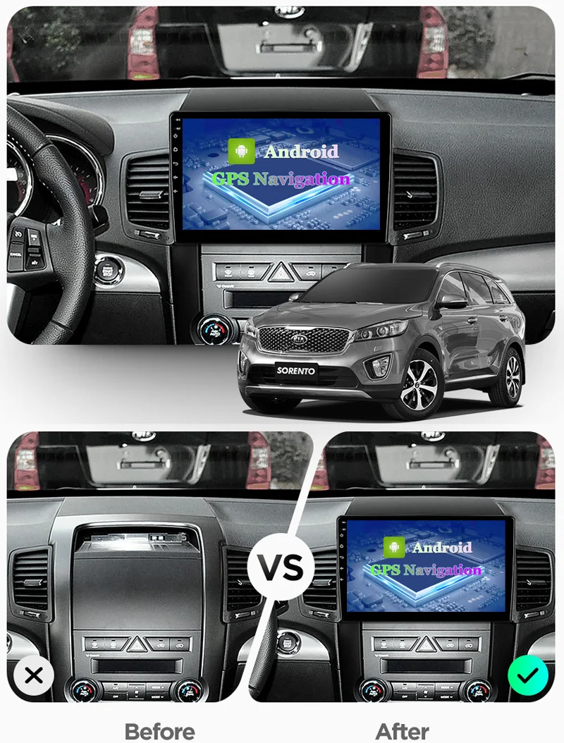 Автомагнитола мультимедийный видеоплеер навигатор GPS Android 10 для KIA Sorento 2 XM седан DVD