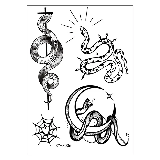 Тату-наклейка в виде змеи, Черная Мамба, цветок, отпечаток демона, голова  смерти, змеи, одноразовая Временная наклейка, татуировка на руку |  AliExpress
