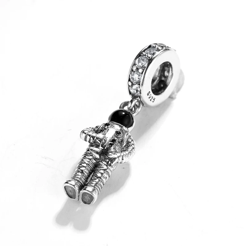 Подвеска в виде астронавта из серебра 925 пробы кулон прозрачного циркония