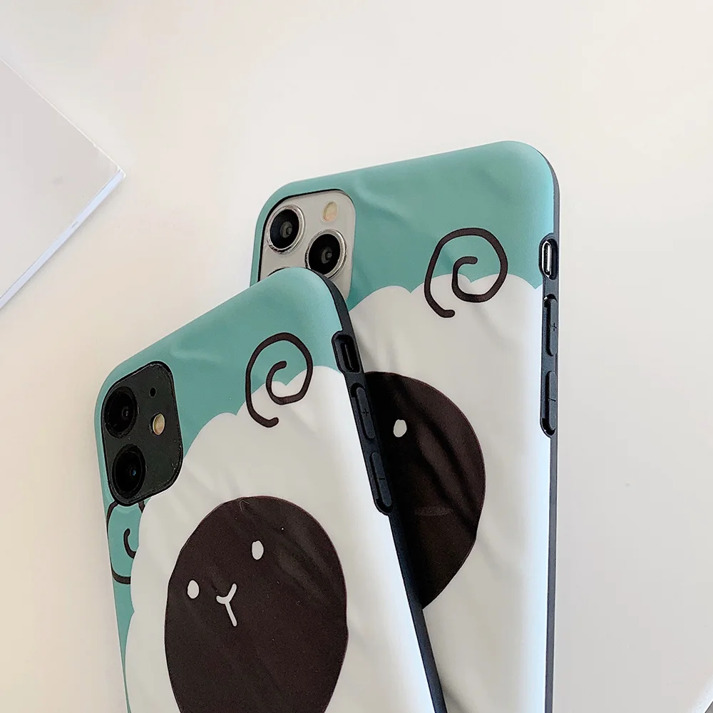 Cute Cartoon Sheep Phone Case For iPhone 11 Pro Max XR X XS 7 8 Plus Soft IMD Milk Skin Full Body Back Cover Bag | Мобильные