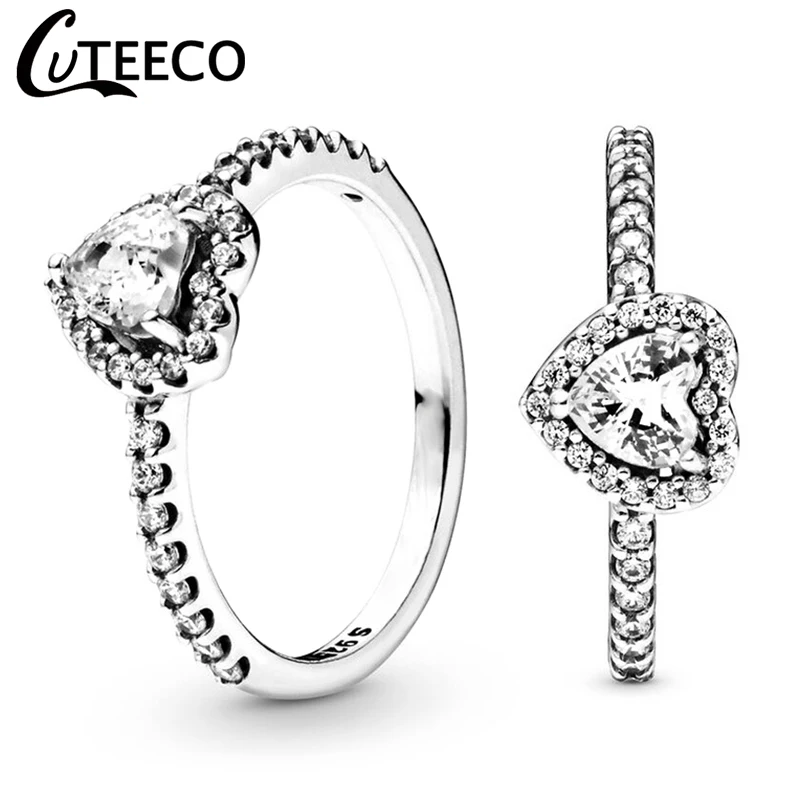 CUTEECO 2019 новые роскошные обручальные кольца с сердечком и цирконием для женщин