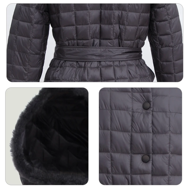

women Down jacket Female cotton coat outwear windproof Quilted Brand Quality Warm Long Belt Hood Ladies Clothes Large SizeY17-06