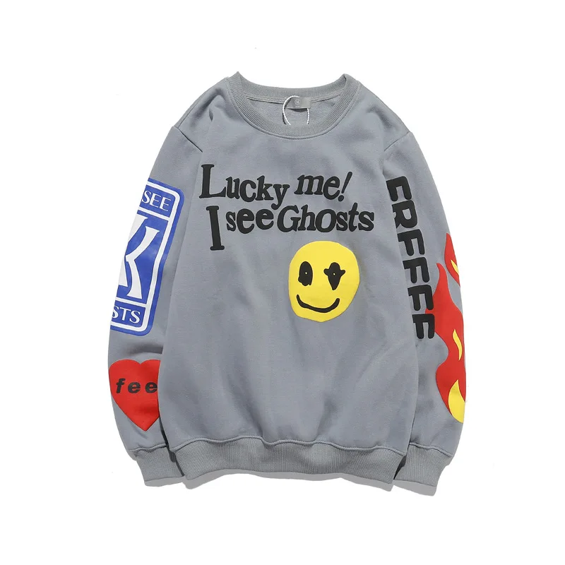 

FOJAGANTO Men's Winter Sweatshirts Fashion Loose Round Neck Pullover Hoodies Letter Printing High Street Sweatshirts Man
