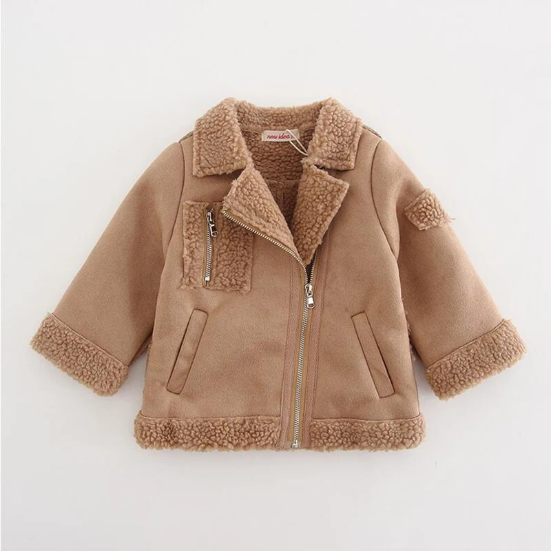 Теплые пальто из овечьей шерсти для маленьких девочек модная повседневная