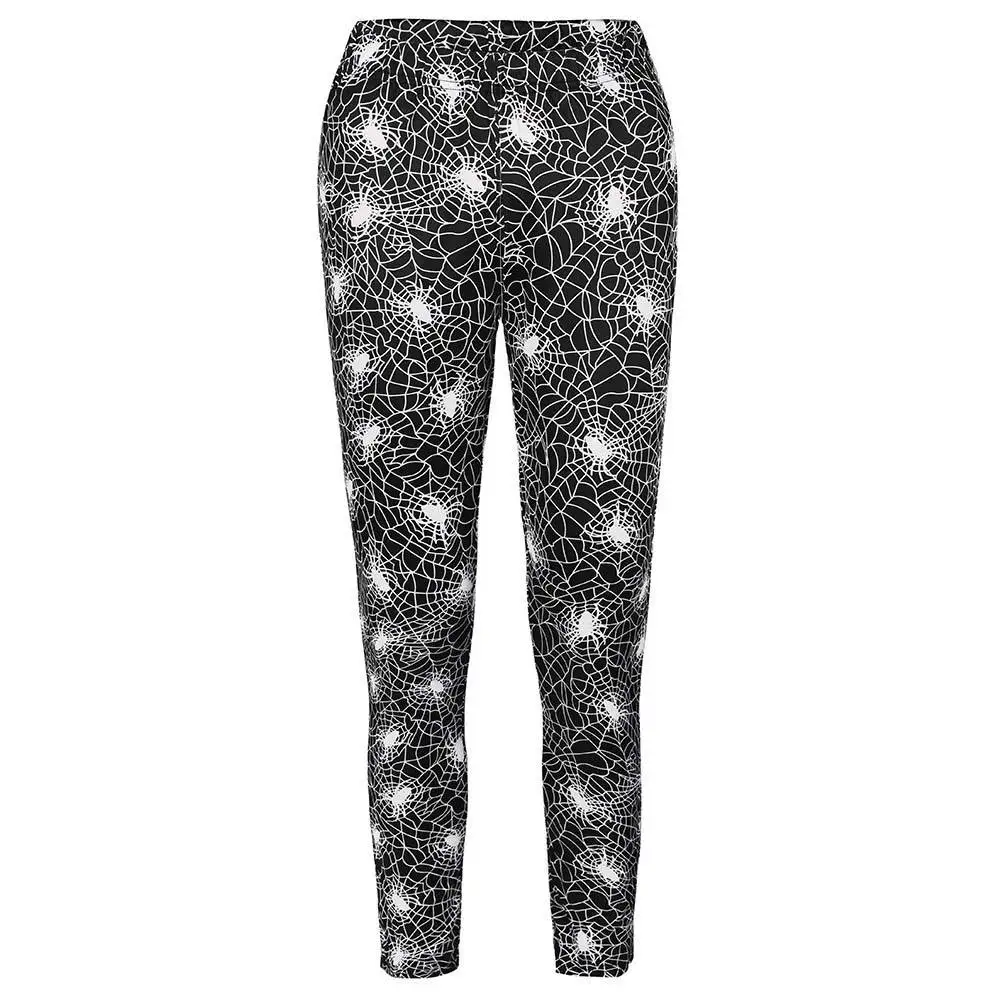 Вечерние женские длинные брюки на Хэллоуин с принтом тыквы паука модные