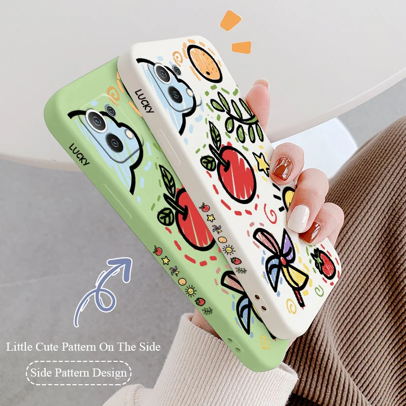 

Apple Doodle Case For Xiaomi Mi11 lite Ultra 11i 10T 9T Pro Lite 10 10S 9 8 lite Pro Poco F2 X2 F3 Pro Soft Phone Back Cover