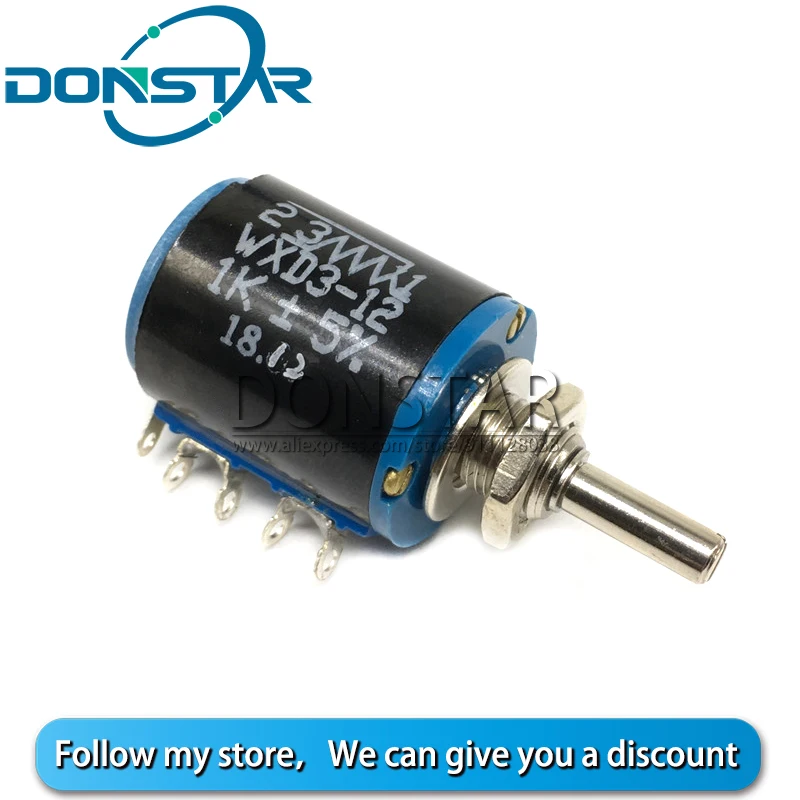 WXD3-12 1W 100 220 ohm 100R 220R 470R 1K 470 K 2 10K 22K 33K 47K Ohm 2K2 3K3 4K7 WXD3-12-1W точный потенциометр |