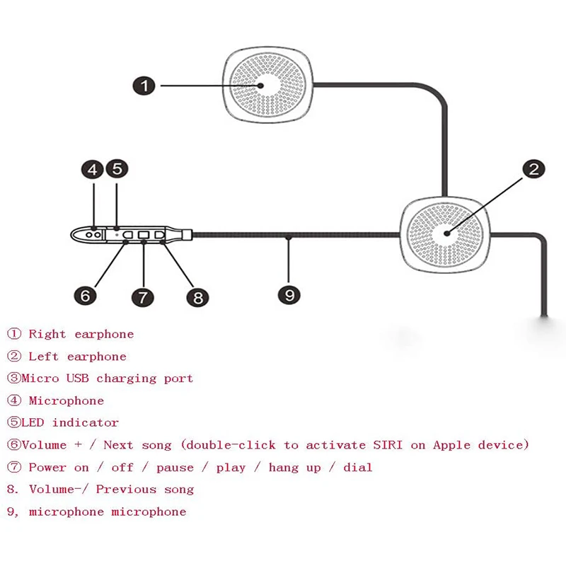 Беспроводной Мотоциклетный шлем Bluetooth гарнитура и домофон с стерео музыкой
