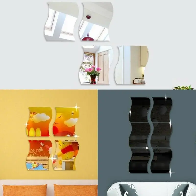 6 шт. зеркальные волнистые наклейки на стену | Дом и сад