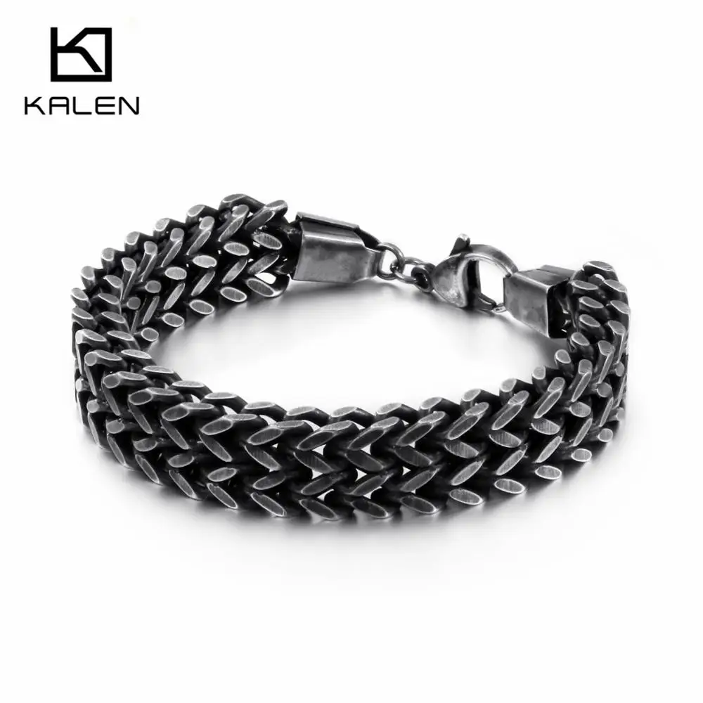 Мужские браслеты-цепочки из нержавеющей стали KALEN черные браслеты с цепочкой