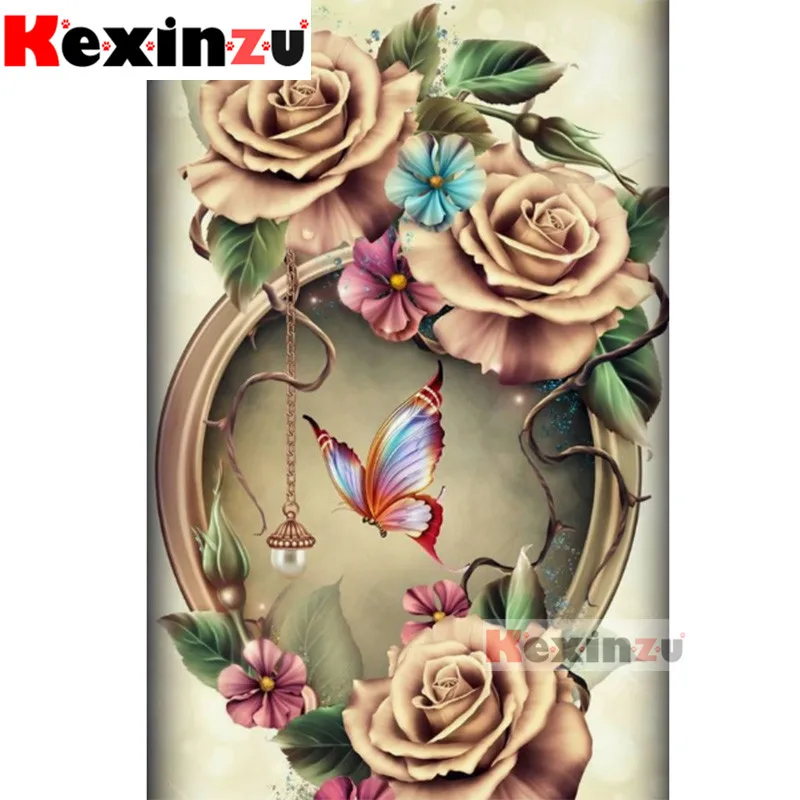 

Kexinzu ^@^ 5D DIY Full Square/Round Diamond Painting"Golden rose"3D Embroidery handcraft work Cross Stitch Home Decor X4541