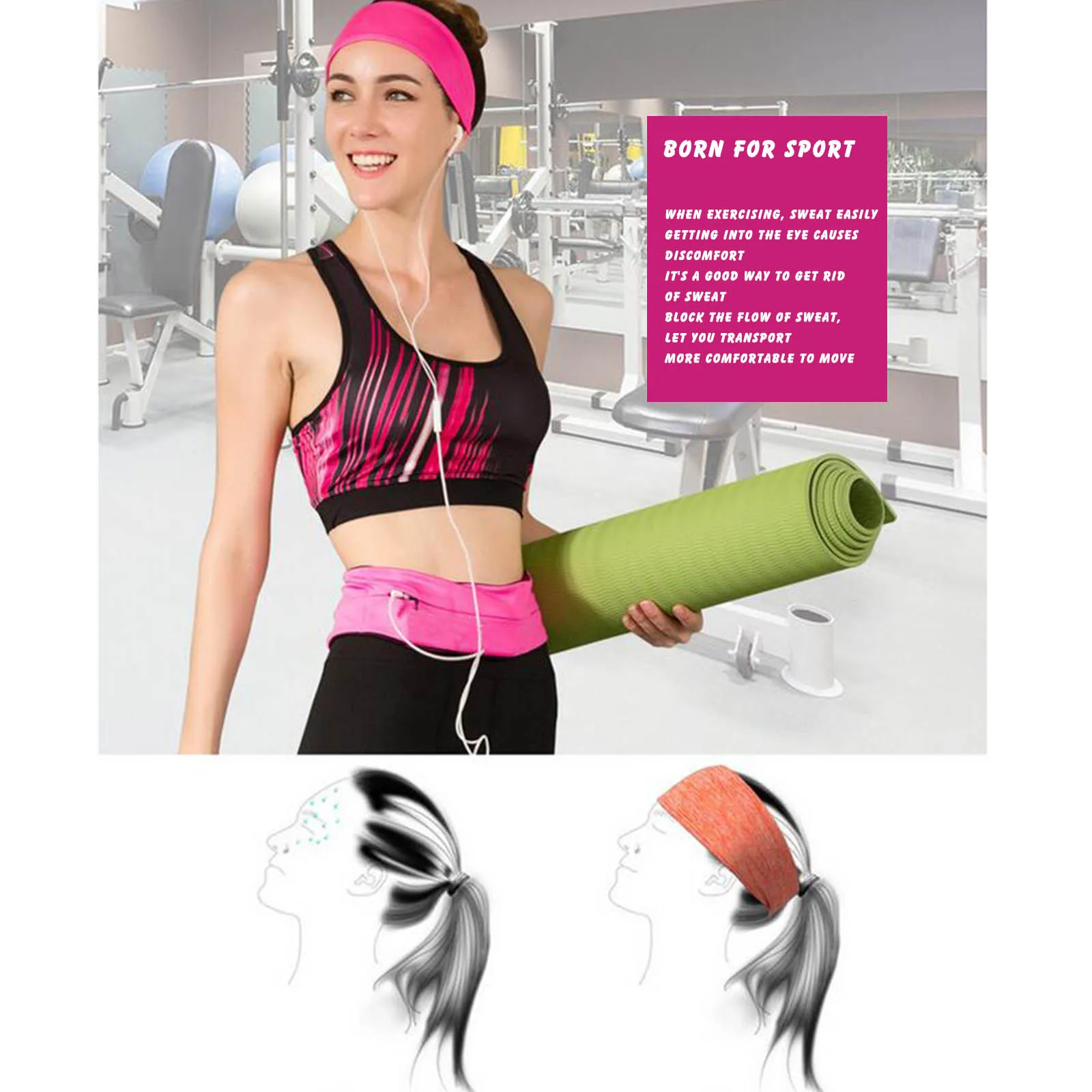 

Yoga Exercise Fold Headband Unisex Fashion Leisure Yoga Dance Headscarf Sweat-absorbent Sports Headband Fitness Headband
