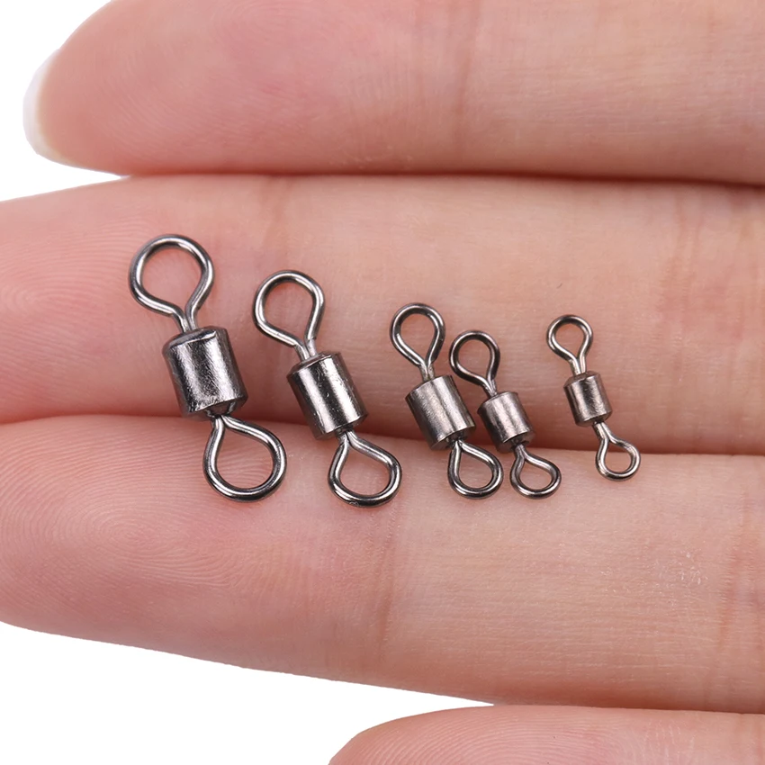 20PCS Fishing Eight-Character Ring Bearing Rolling Swivel Solid Ring Stainless Steel Lures Connector Swivel Fishing Accessories
