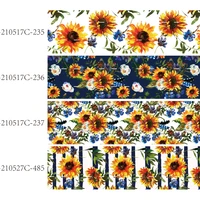 liston sunflower and stripe pattern printed grosgrain ribbon 25mm 38mm 10yards for diy hair bow party craft decoration