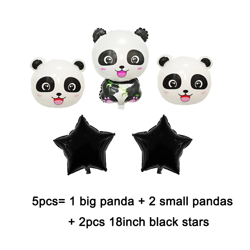 Мультфильм юбилеи воздушный шар с пандой черная фольга день рождения ребенка душ