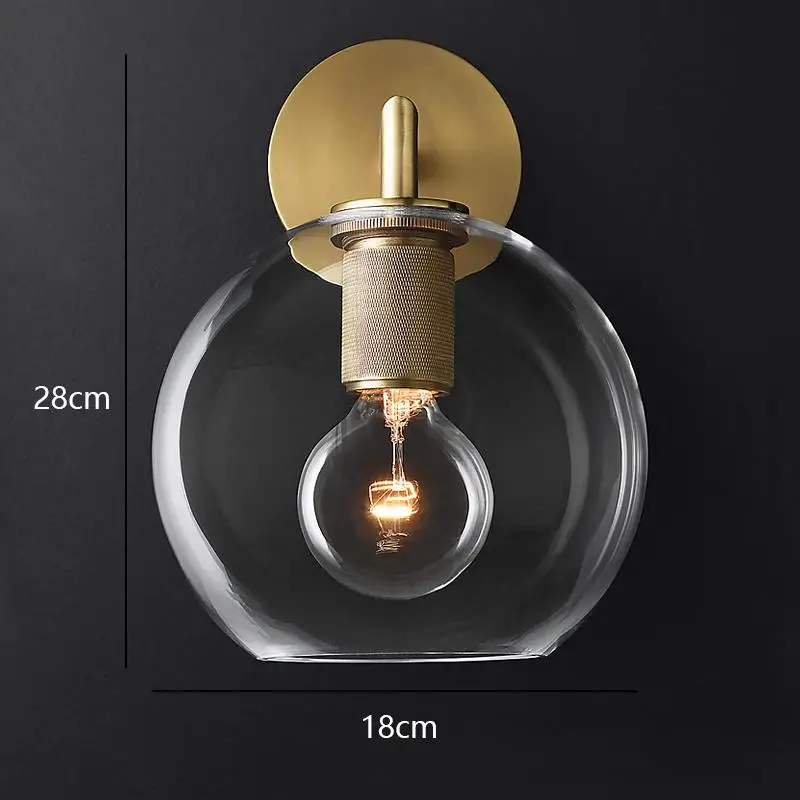 

Modern Industrial Wall Lamps Edison Bulb Glass Lampshade Wall Lamp Bedroom Bedside Wall Sconce Lamp Balcony Corridor Wall Light